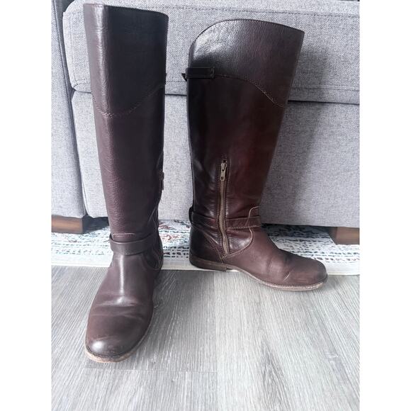 FRYE dark chocolate brown 100% leather knee high Phillip equestrian riding boots - Picture 4 of 16